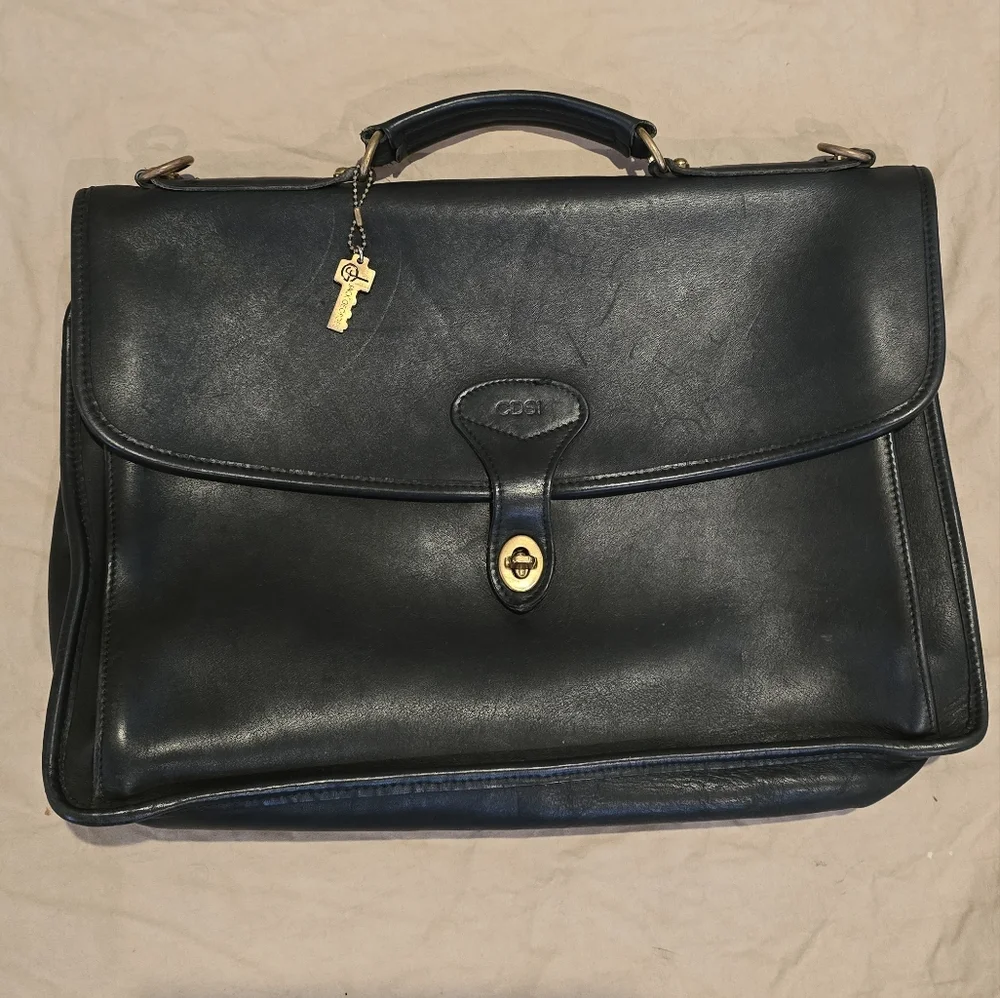 Jack Georges Black Leather Briefcase No Strap